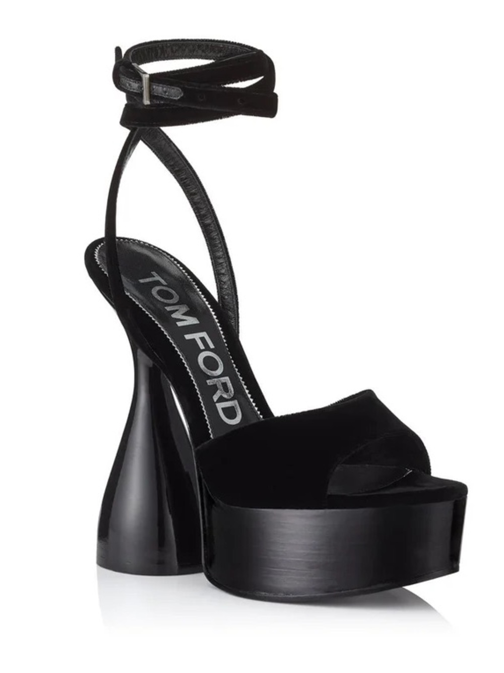 Tom Ford Black Platform Ankle-Strap Sandals